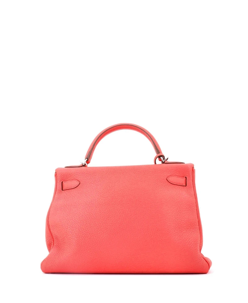 Pre-Owned HERMES Kelly Handbag Clemence with Palladium Hardware