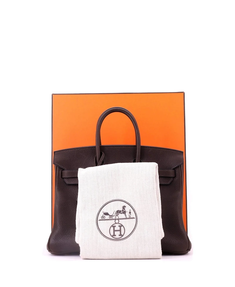 Pre-Owned Hermes Birkin 25 Handbag Brown Barenia Faubourg with Gold Hardware