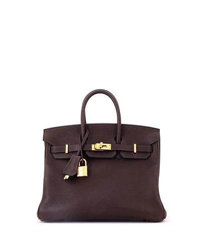 Pre-Owned Hermes Birkin 25 Handbag Brown Barenia Faubourg with Gold Hardware