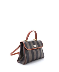 Pre-Owned Fendi Medium Convertible Pequin Top Handle Tote Coated Canvas with Leather