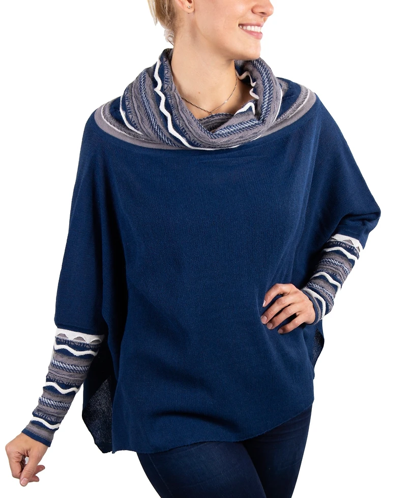 Simply Natural Women's Rossana Alpaca Cowl Neck Poncho Sweater