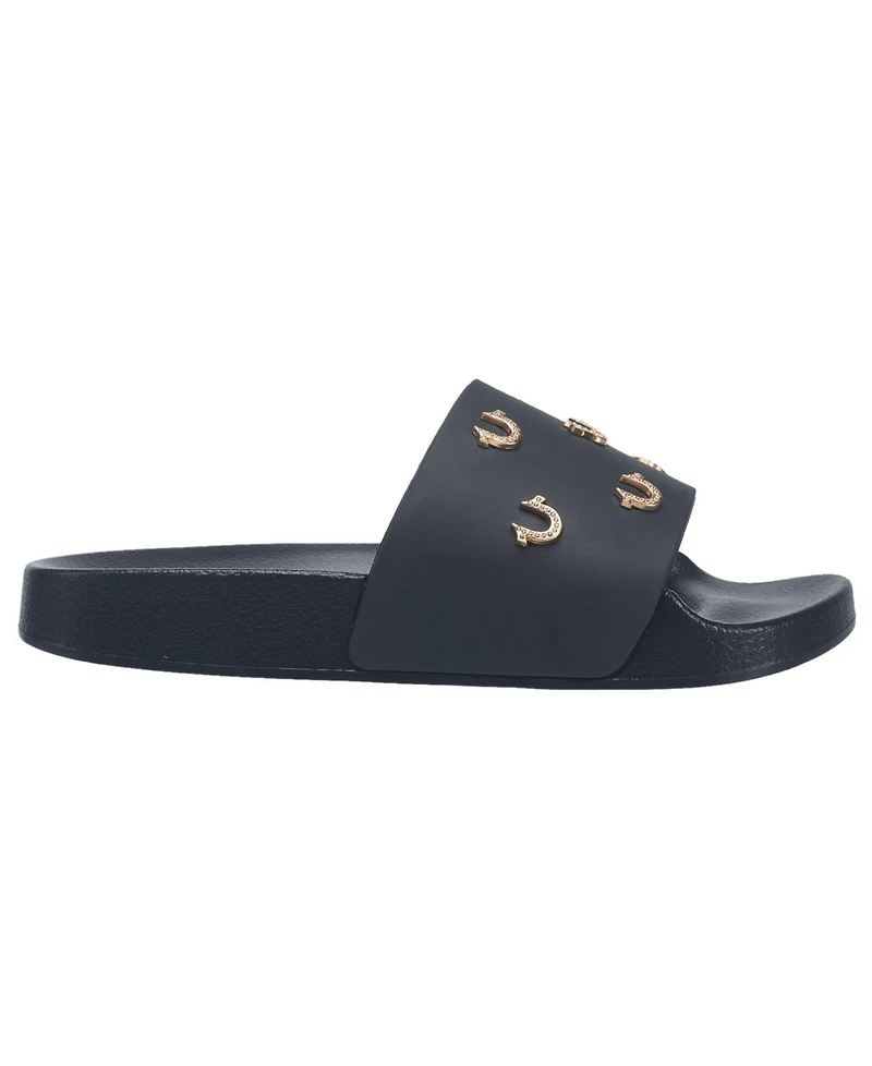 True Religion Little Girls Kash Bling Horseshoe Logo Slide
