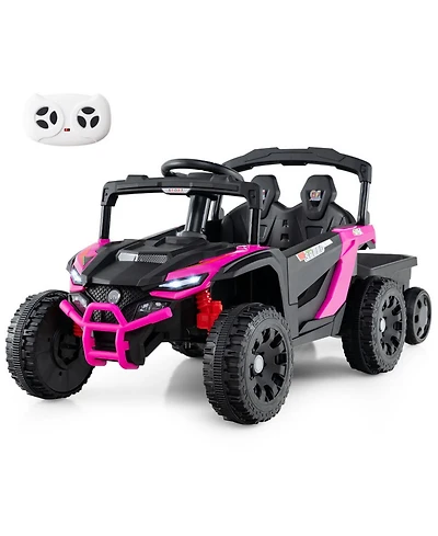 Sugift 12V Battery Powered Ride On Tractor With Parent Remote Control
