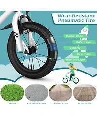 Sugift 14 in Kids Bike with Helmet Protective Set Dual Brakes Adjustable Seat and Handlebar