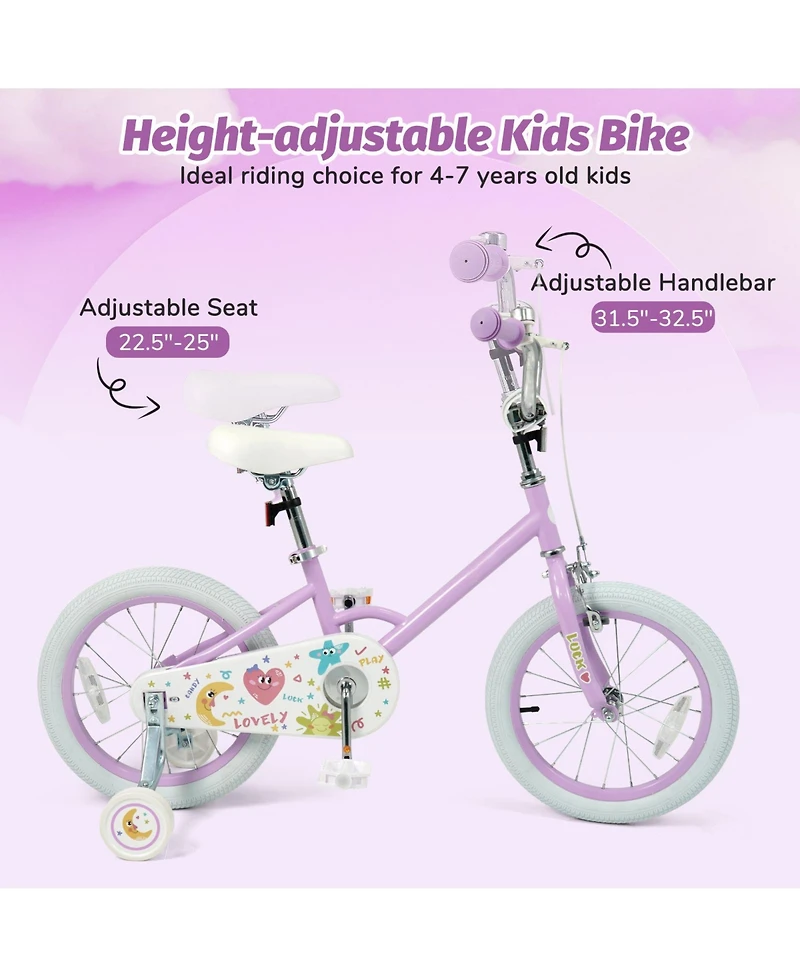 Sugift 16" Adjustable Kids Bike with Dual Brake System, Ages 4-8