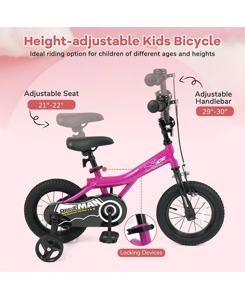 Sugift Brave Hero 14-Inch Kids Bike With Removable Training Wheels, Ages 3-8