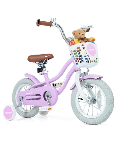 Sugift 12" Adjustable Dual-Brake Kids' Bike with Basket, Ages 3-8
