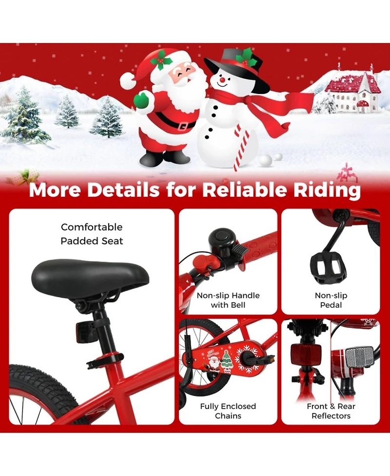 Sugift 16 in Kids Bike Adjustable with Music and Flag for Ages 4-7 Years Old