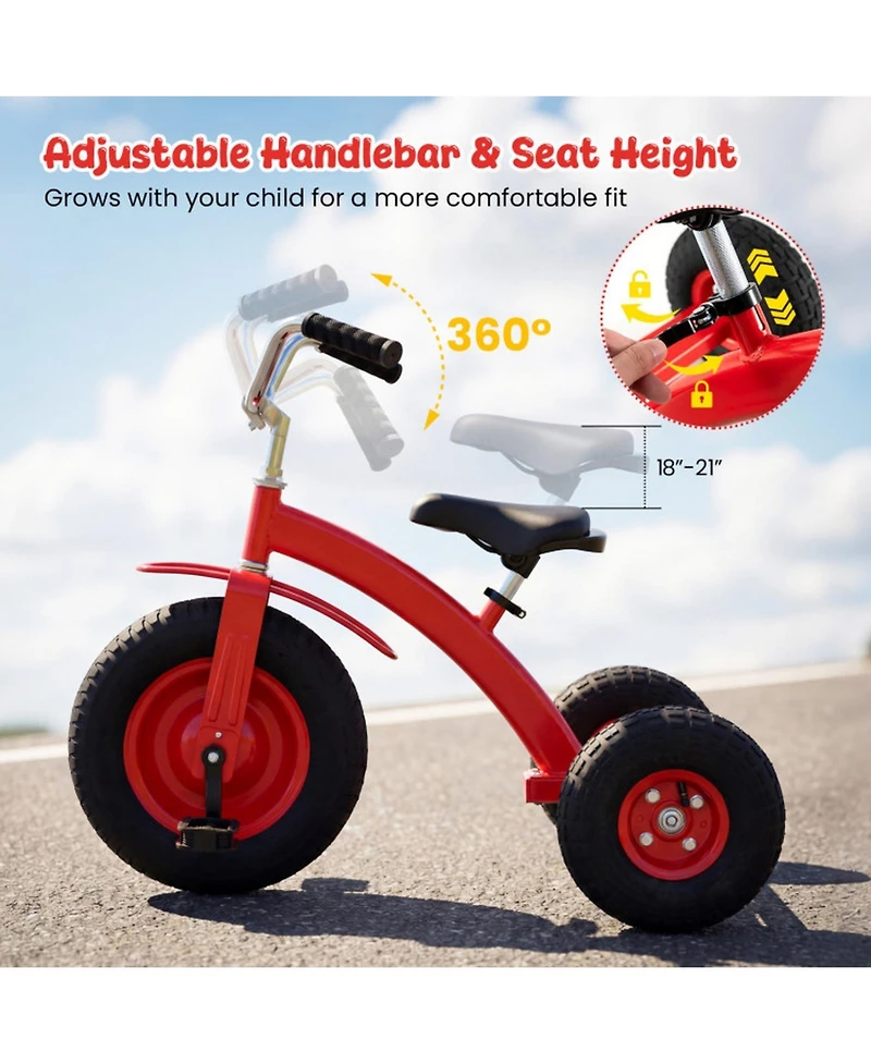 Sugift Carbon Steel Kids' Bike with Adjustable Handlebar and Seat, 15" Inflatable Rubber Tires, 200 lb Capacity, Ages 3+