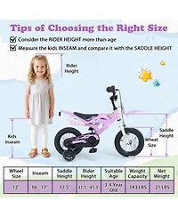 Sugift Kids' 12-Inch Motorcycle-Inspired Bike with Detachable Training Wheels, Ages 3-4