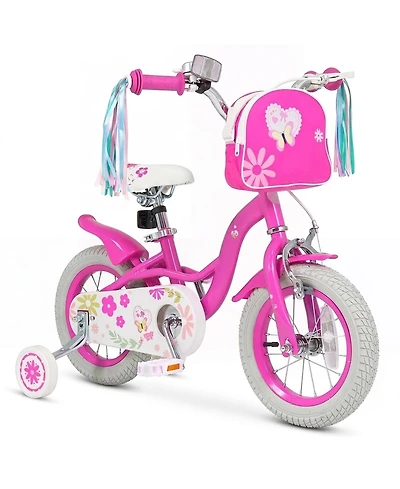 Sugift 12" Girls Bike with Front Bag and Streamers, Ages 3-4