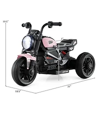 Sugift Kids Electric 3-Wheel Motorcycle with Rechargeable Battery and Led Headlight, Ages 3-5