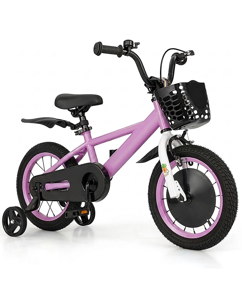 Sugift 14" Adjustable Kids' Bike with Removable Training Wheels, Ages 3-8