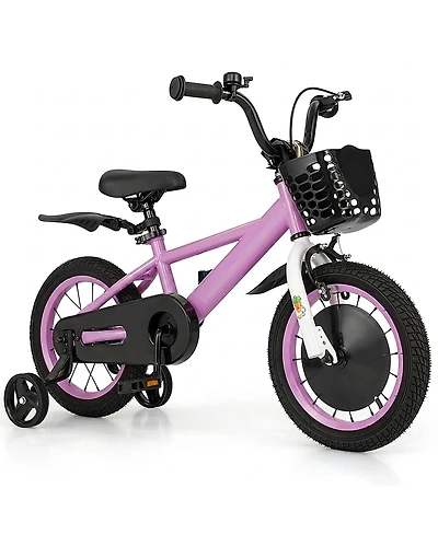 Sugift 14" Adjustable Kids' Bike with Removable Training Wheels, Ages 3-8