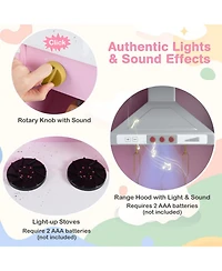 Sugift Wooden Play Kitchen with Lights and Sounds, Ages 3+