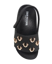 True Religion Toddler Girls 5-10 Kash Bling Horseshoe Logo Slide