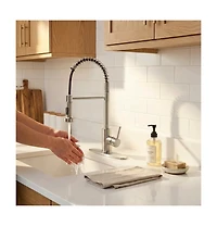 Busdays Brushed Nickel Kitchen Faucet with Pull Down Sprayer 1 Handle for 1 or 3 Hole Farmhouse Camper Laundry Rv Wet Bar Sink Stainless Steel