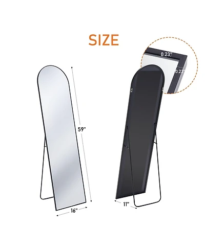 Busdays 59 x 16 Inch Full Length Floor Mirror with Stand Aluminum Alloy Frame Wall Mounted for Bedroom Bathroom