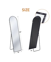 Busdays 59 x 16 Inch Full Length Floor Mirror with Stand Aluminum Alloy Frame Wall Mounted for Bedroom Bathroom