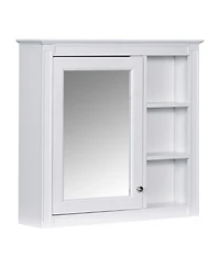 Busdays 30x28 Inch Mirror Medicine Cabinet Wall Mounted Bathroom Storage with 3 Open Shelves No Vanity Included