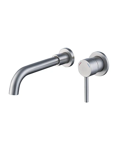 Busdays Brushed Nickel Wall Mount Bathroom Faucet Single Handle 2 Hole with Brass Rough in Valve for Sink or Bathtub