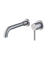 Busdays Brushed Nickel Wall Mount Bathroom Faucet Single Handle 2 Hole with Brass Rough in Valve for Sink or Bathtub