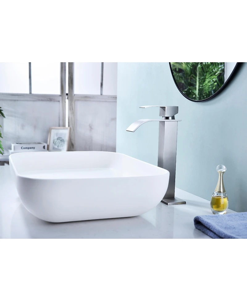Busdays Single Handle Waterfall Bathroom Faucet with Pop Up Drain for Sink Without Overflow