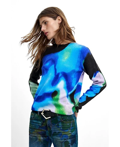 Desigual Women's M. C. Lacroix Abstract Print Fine-Knit Sweater