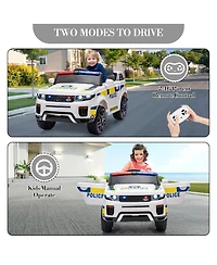 homfan 12V Electric Ride-On Police Car with Remote Control & Led Flashing Lights, Ages 3+