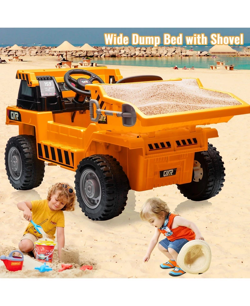 homfan Remote-Control Electric-Lifting Ride On Dump Truck, 66 lb Weight Capacity, Ages 3-8