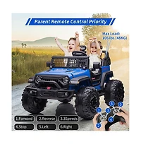 homfan 24V Remote-Control 2-Seater Ride-On Truck with Led Lights, Ages 3–8
