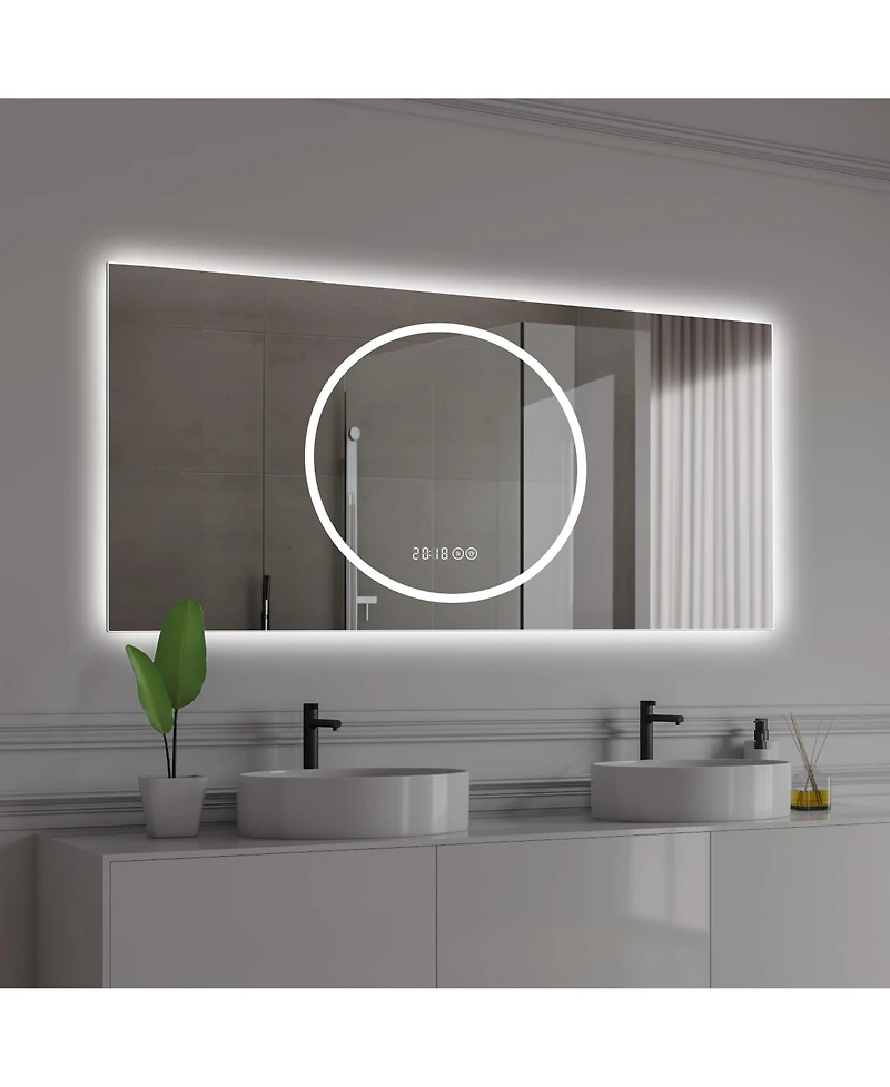 Busdays 48 x 24 Inch Bathroom Mirror with Led Lights Anti Fog Lighted Vanity Wall Mounted 6 Level Dimmable Horizontal