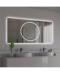 Busdays 48 x 24 Inch Bathroom Mirror with Led Lights Anti Fog Lighted Vanity Wall Mounted 6 Level Dimmable Horizontal