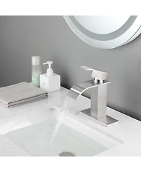 Busdays Single Handle Waterfall Spout Bathroom Faucet for Vanity Sink