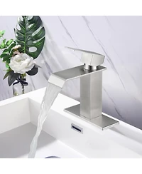 Busdays Waterfall Spout Single Handle Bathroom Vanity Sink Faucet
