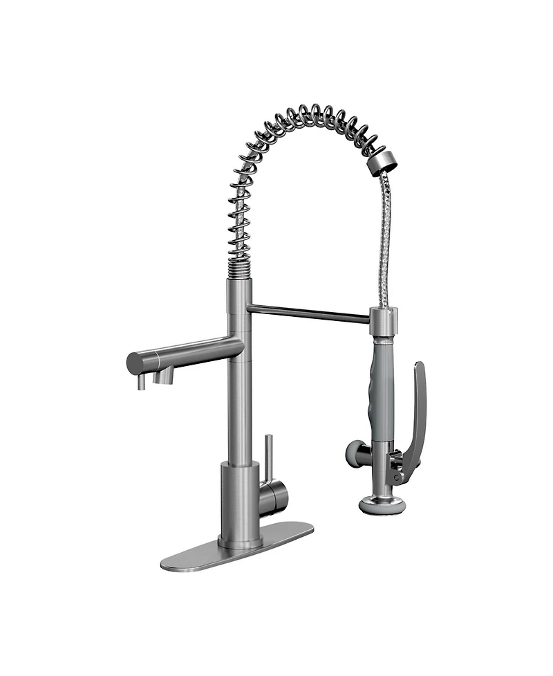 Busdays Commercial Single Handle Kitchen Sink Faucet Brushed Nickel Pull Down Sprayer Design