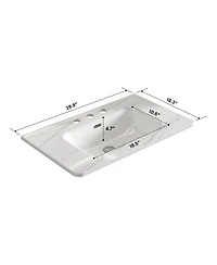 Busdays Carrara Ceramic Integrated Basin Sink for Bathroom Vanity No Drain Included
