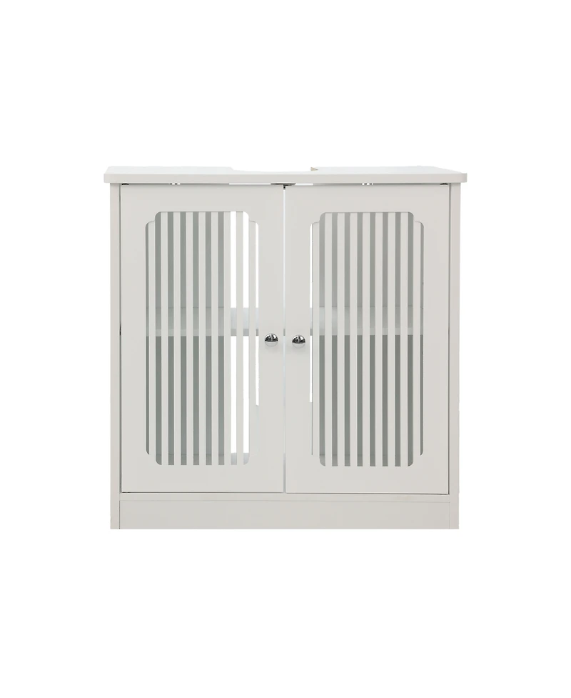 Busdays Floor Standing Bathroom Vanity Cabinet with Louvered Double Doors No Basin Included Storage Unit
