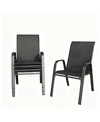 Clihome 4 Pack Teslin Patio Dining Chairs, 350LB Rustproof Metal Chairs with Ergonomic Lumbar Seat