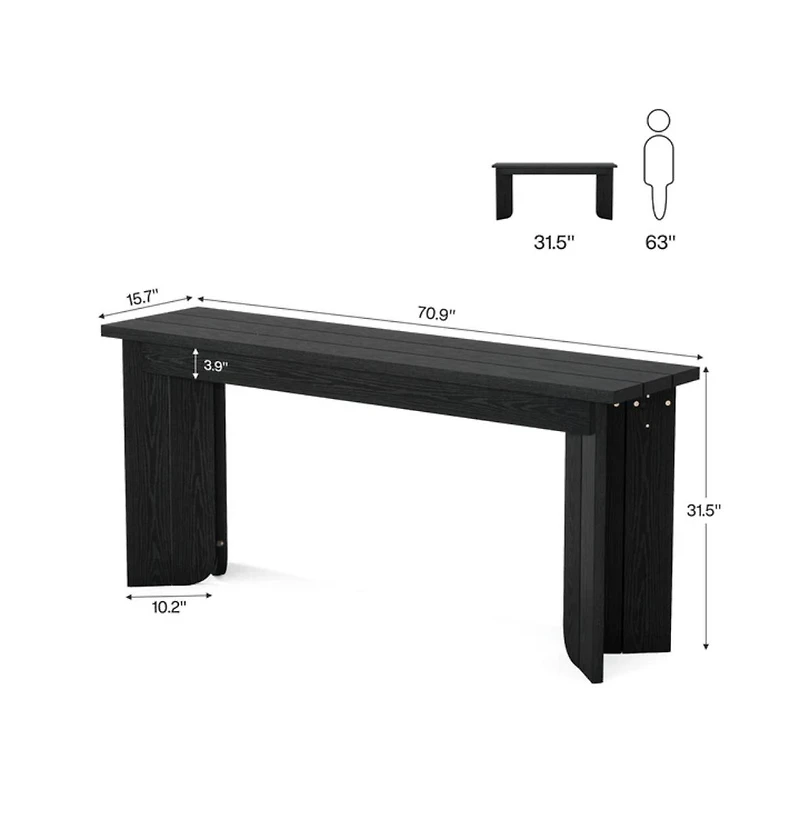 Slickblue Wood Console Table with Double Pedestal Base