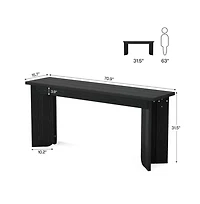 Slickblue Wood Console Table with Double Pedestal Base