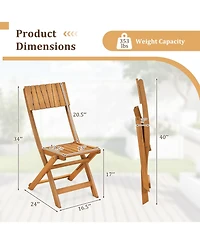 Gymax 4Pieces Folding Chairs with Slatted Backrest and Seat Armless Design No Assembly Needed