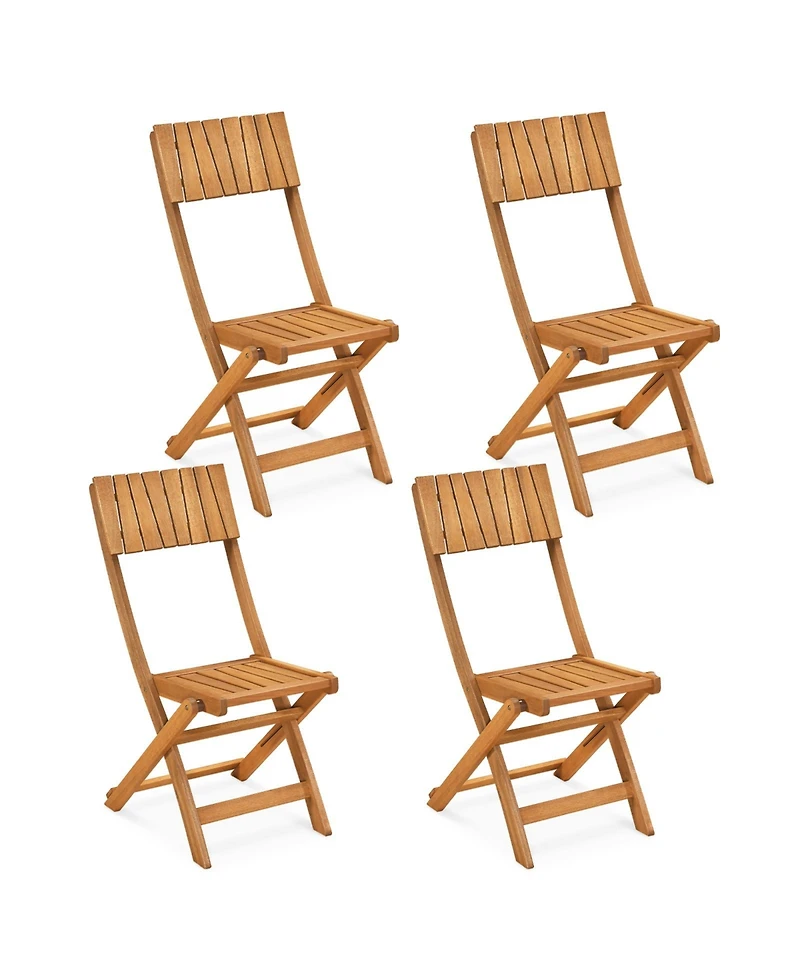 Gymax 4Pieces Folding Chairs with Slatted Backrest and Seat Armless Design No Assembly Needed