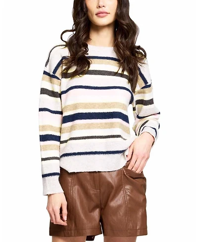 Central Park West Women's Birch Striped Crew Pullover Sweater