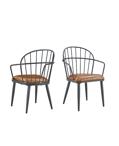Boyel Living 2-Piece Dining Chairs, Pu Leather Upholstered Seat and Back, Industrial Metal Leg Kitchen Chairs