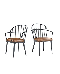 Boyel Living 2-Piece Dining Chairs, Pu Leather Upholstered Seat and Back, Industrial Metal Leg Kitchen Chairs