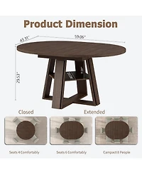 homfan 43.3"-59.06" Extendable Oval Dining Table for 4-8