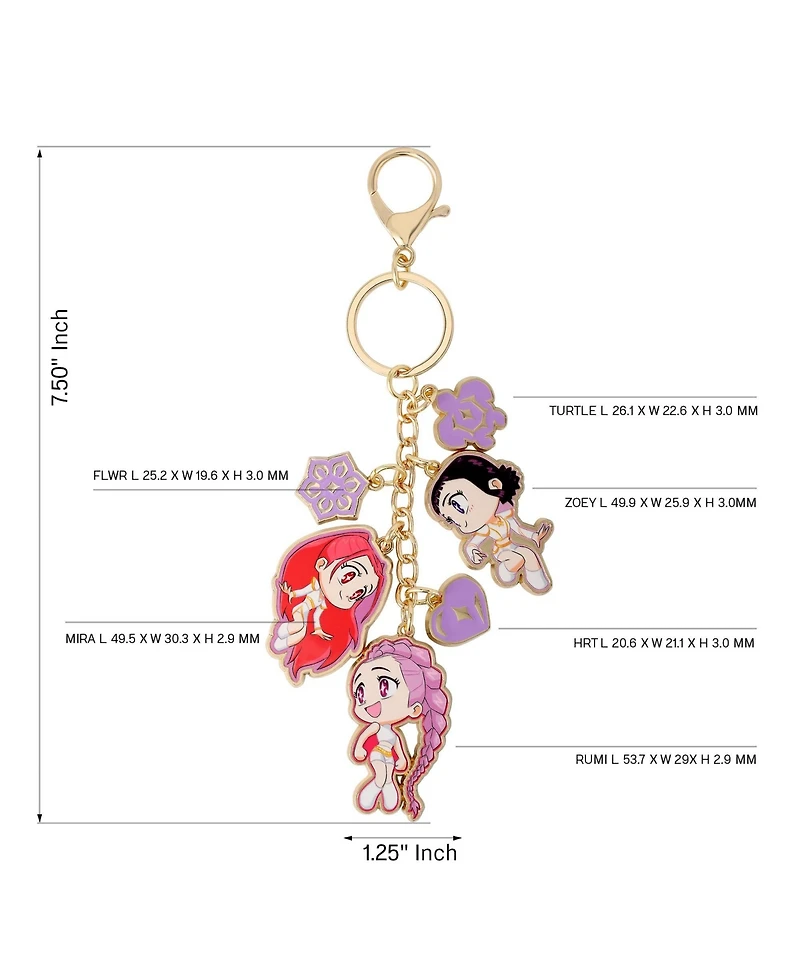 K-Pop Demon Hunters Bag Charm Keychain With Chibi Mira, Zoey, and Rumi Charm