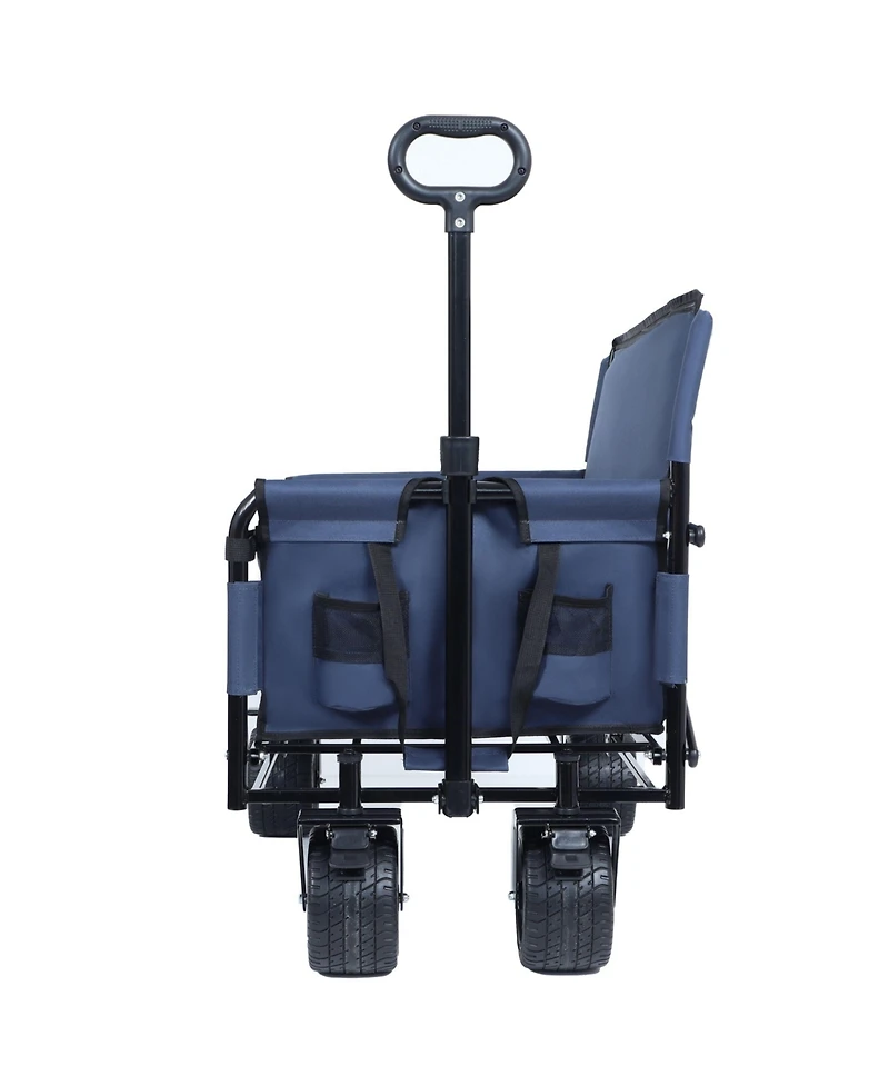 Mountaintop 3-in-1 Convertible Folding Wagon Cart,500lbs 180L Bench Seat, All-Terrain Wheels for Beach, Sports, Garden