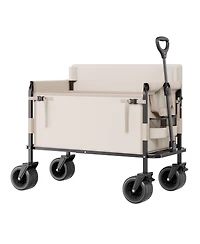 Mountaintop Collapsible Folding Wagon, 550lb 220L, 2-in-1 Bench Cart, Adjustable Handle for Grocery, Camping and Gardening